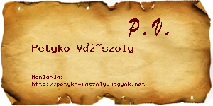Petyko Vászoly névjegykártya